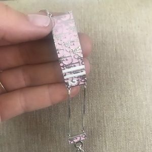 Dior authentic silver and pink logo bracelet